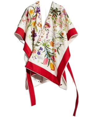 Gucci Printed Cotton Terrycloth Cape Dress - Red