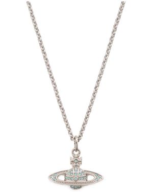Vivienne Westwood Mini Bas Relief Pendant Crystal-Embellished Orb Necklace - Metallic