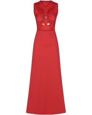 Christopher Esber Hiero Stone-Embellished Cut-Out Maxi Dress - Red