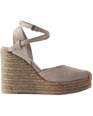 Brunello Cucinelli Open-Toe Wedge Sandals - Grey