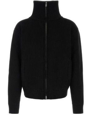 Balenciaga High-Neck Knitted Zipped Cardigan - Black