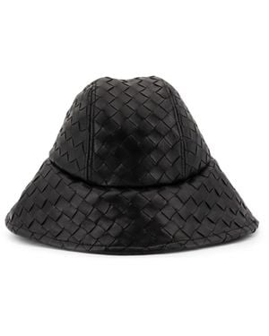 Bottega Veneta Intrecciato Leather Hat - Black