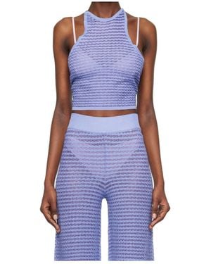 REMAIN Birger Ribbed Tie-Dye Vest - Blue