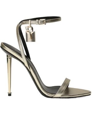 Tom Ford Laminated Padlock Pointy Sandals - White