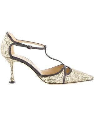 Manolo Blahnik Gish T-Bar Pumps - Metallic