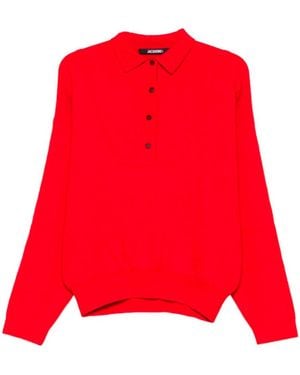 Jacquemus Ribbed Hem Long-Sleeved Jumper - Red