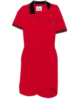 Vivienne Westwood Asymmetric-Neck Polo Mini Dress - Red