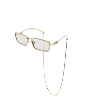 Gucci Crystal-Embellished Rectangle-Frame Glasses - White