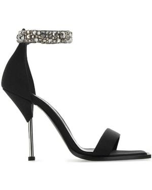 McQueen Embellished Open Toe Sandals - Metallic