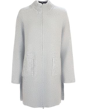 Kangra Cashmere Kangra Seed Stitch Knit Coat - Grey