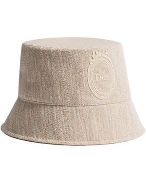 Dior Iviera Medaillon Teddy-D Small Brim Bucket Hat - Natural