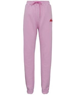 MSGM 3D Follow The Rabbit Embroidery Sweatpants - Purple