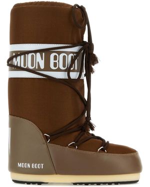 Moon Boot Icon Logo Printed Lace-Up Boots - Brown