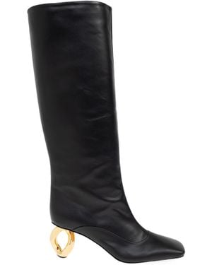 JW Anderson Chain Heel 75Mm Leather Boots - Black