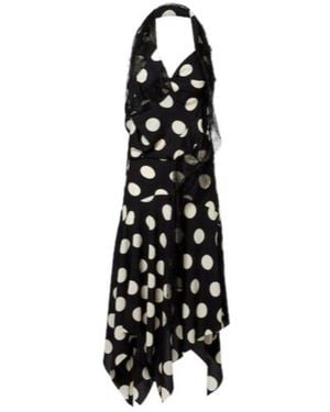 Junya Watanabe Lace-Trimmed Polka-Dot Midi Dress - Black