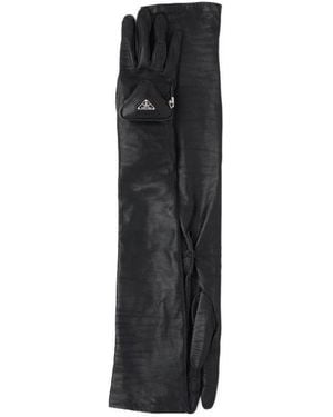 【送料&関税込】Prada Ligh Grey Suede Long Gloves Prada Full-Finger Long Gloves in Gray | Lyst