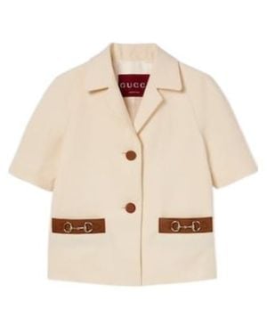 Gucci Horsebit Detailed Short-Sleeved Jacket - Natural