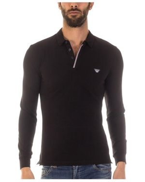 Armani Jeans Long-Sleeved Polo Shirt - Black