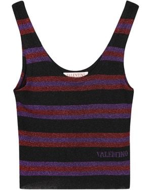 Valentino Striped Sleeveless Tank Top - Red