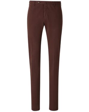 Pt Pantaloni Straight-Leg Cotton Twill Trousers - Brown