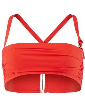 Jacquemus Cross-Back Draped Bikini Top - Red