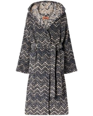 Missoni Hooded Cotton Robe - Gray