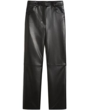 Max Mara Faux Leather Wide-Leg Trousers - Grey