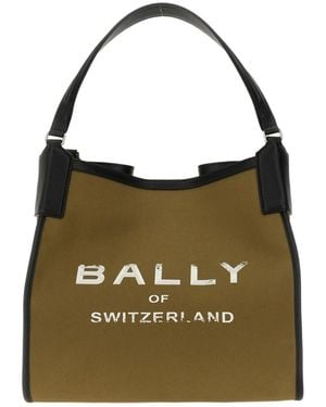 Bally Logo Printed Large Tote Bag - Green