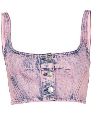 Marni Bleached Denim Crop Top - Purple