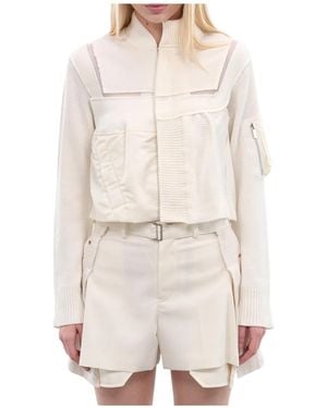 Sacai Paneled Cropped Jacket - Natural