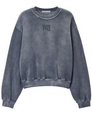 T By Alexander Wang Logo Embossed Crewneck Sweatshirt - Blue