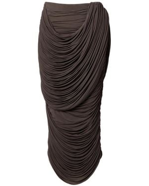 Magda Butrym Draped Jersey Midi Skirt - Brown