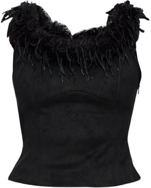 MISBHV Feather-Trim Top - Black