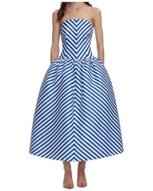 Self-Portrait Striped Midi Dress - Blue