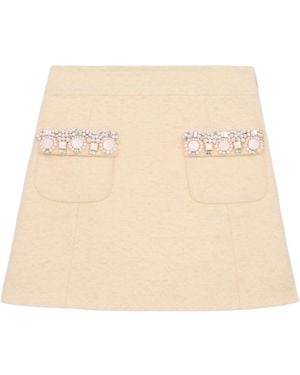 Celine Embroidered Mini Skirt - Natural