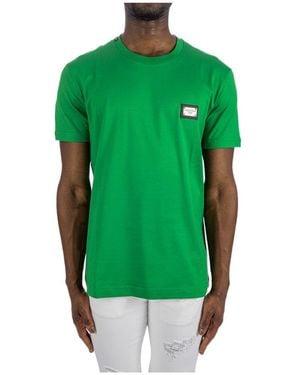 Dolce & Gabbana Logo-Plaque Cotton T-Shirt - Green