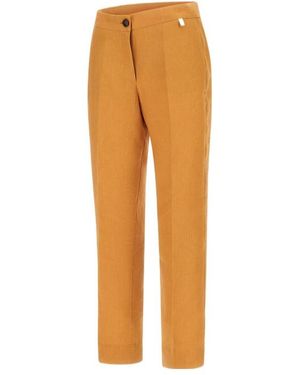 Herno High-Waist Linen Tailored Trousers - Orange