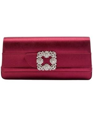 Manolo Blahnik Satin Clutch - Red