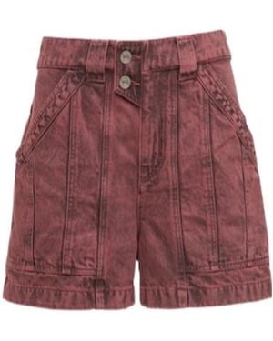 Isabel Marant Logo Denim Shorts - Red