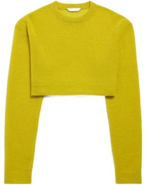 Balenciaga Cropped Crewneck - Yellow