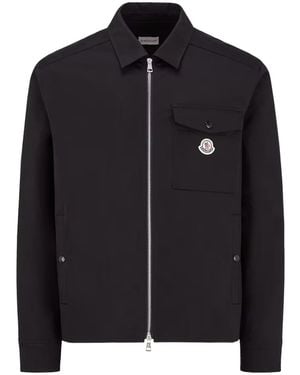 Moncler Zip-Up Gabardine Shirt Jacket - Black