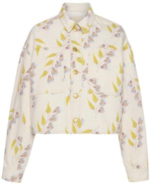 Ulla Johnson Printed Cropped Denim Jacket - Natural