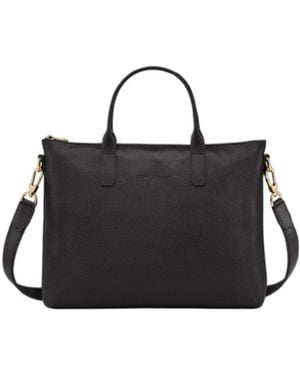 Longchamp Le Foulonna Leather Briefcase - Black