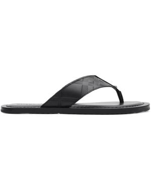Burberry Embossed Check Leather Pavilion Sandals - Multicolor