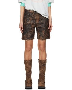 Acne Studios Monogram Loose-Fit Denim Shorts - Black