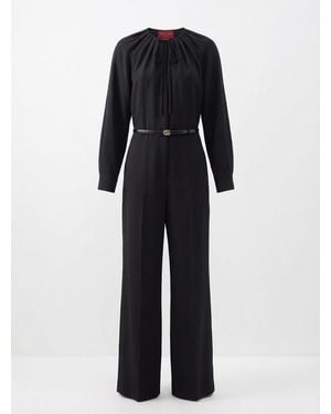 Gucci Double G Buckle Keyhole Neck Jumpsuit - Black