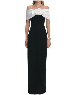 Self-Portrait Crepe Floral Dress - Black