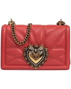 Dolce & Gabbana Devotion Logo Plaque Shoulder Bag - Red