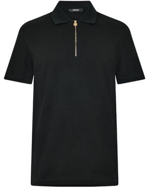 Versace Short-Sleeve Polo Shirt - Black