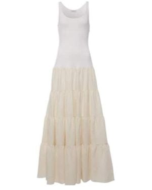 Gabriela Hearst Pozas Tiered Linen Maxi Dress - White
